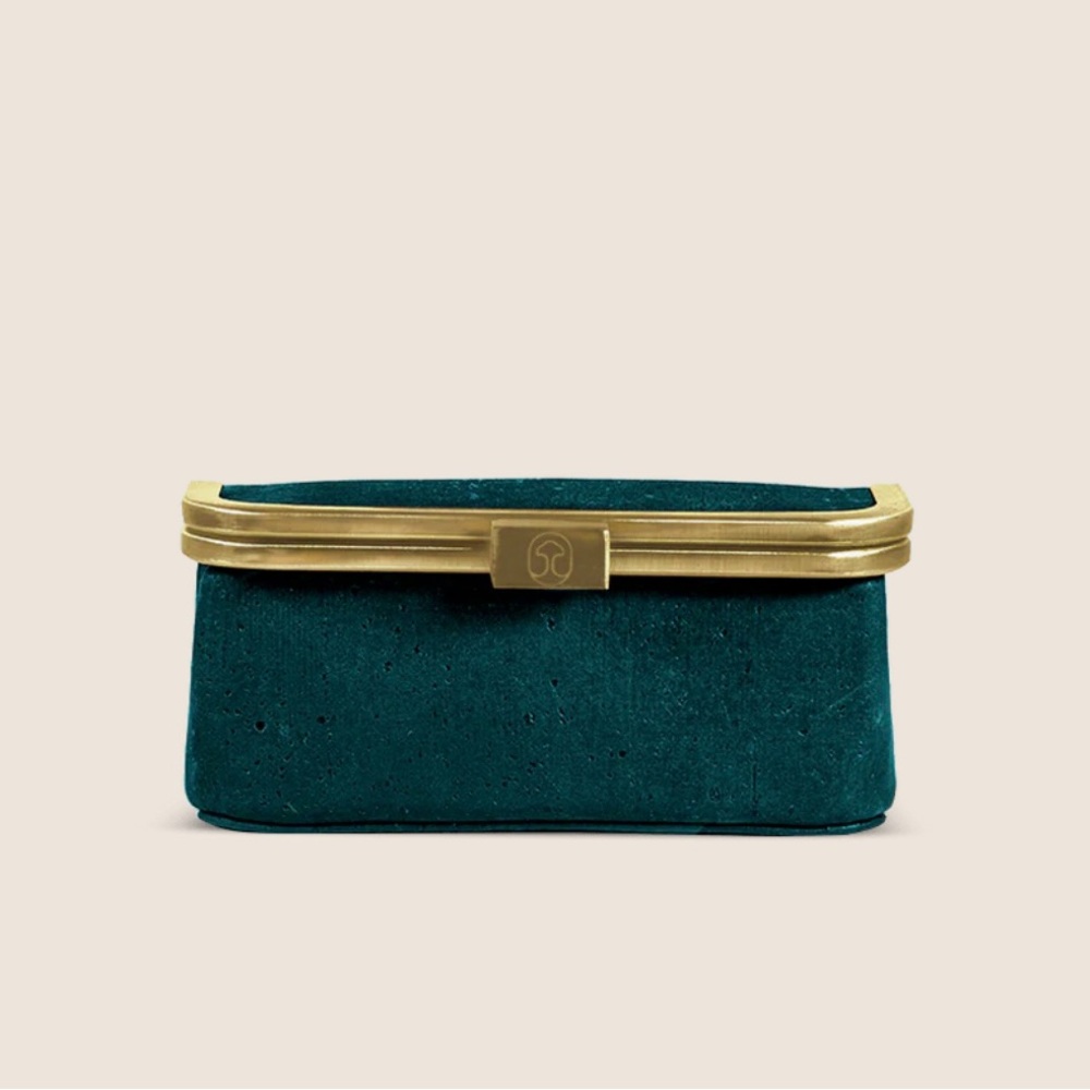 Laflore Paris NEW Travel Emerald Makeup Case with Gold Trim